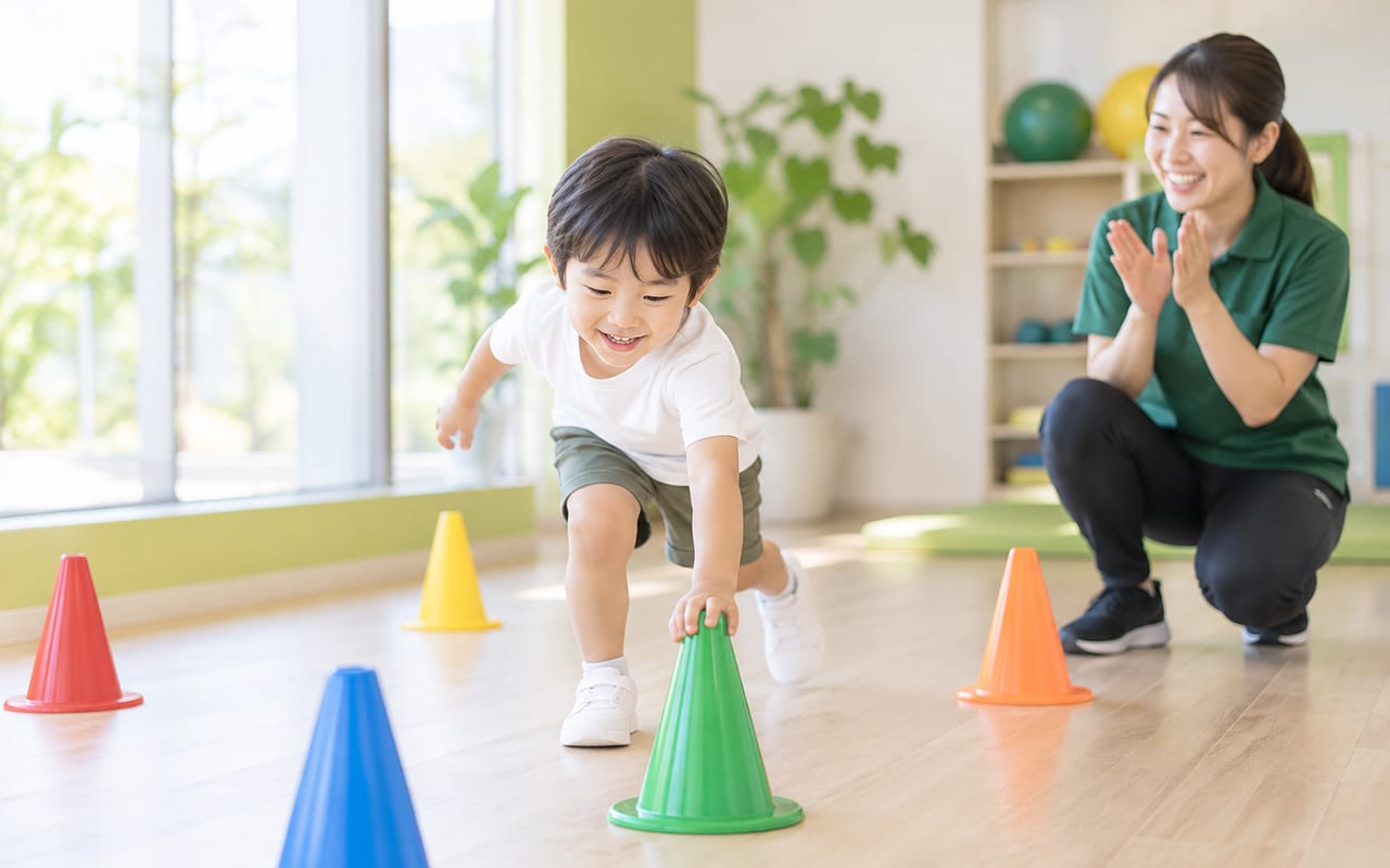 遊びを通じたレッスンに取り組む小さな子ども